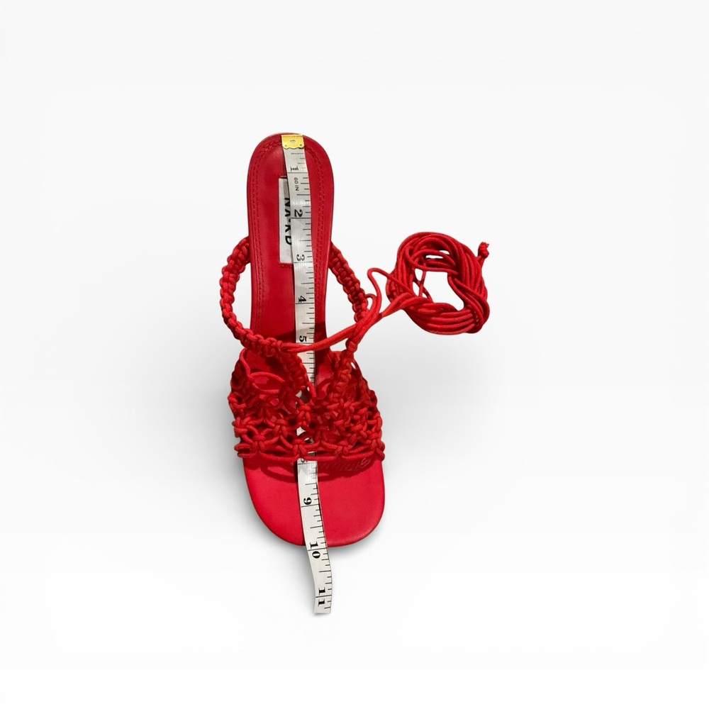 N.A.K.D Women's Red Braided Strappy Sandal Shoes Size 9.5 - Picture 12 of 15